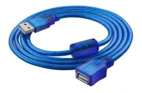 Cable extensor USB 2.0, largo 3,00mts, con filtro, cable grueso transparente.