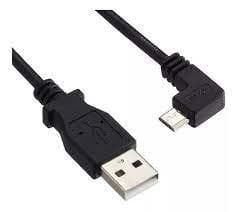 Cable USB a MicroUSB con conector 90 grados, largo 1,80mts