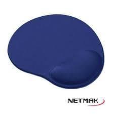 Mousepad con reposamuñeca de gel, colores negro, rojo, azul.